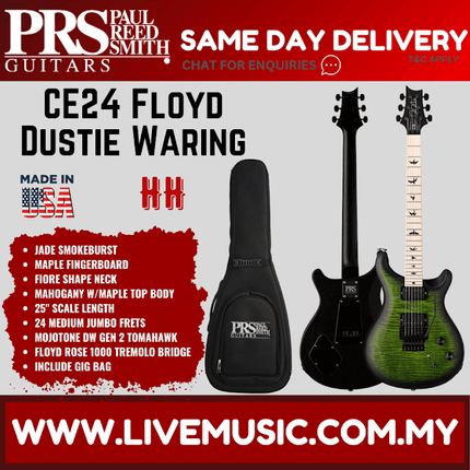 PRS Dustie Waring CE24 Floyd Electric Guitar, Jade Smokeburst
