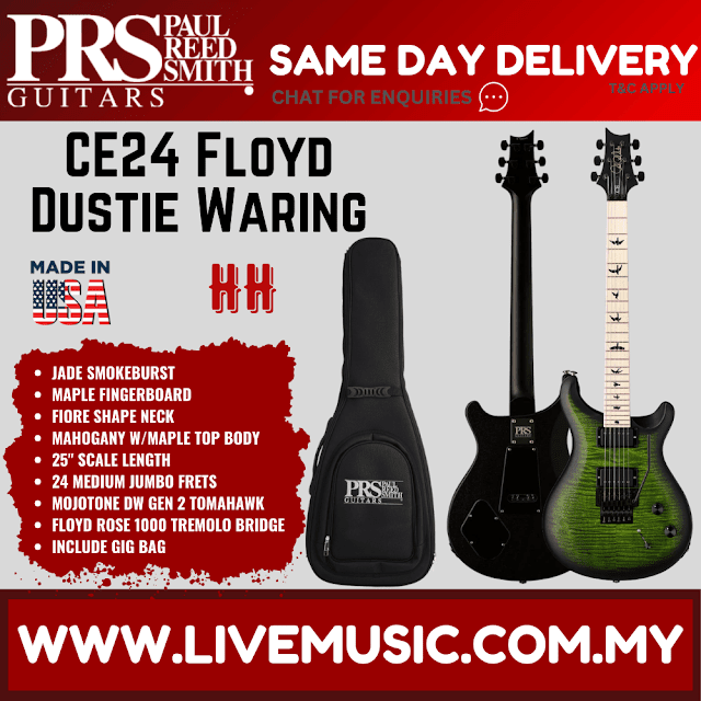PRS Dustie Waring CE24 Floyd Electric Guitar, Jade Smokeburst