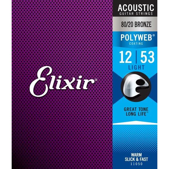Elixir 11050 Polyweb 80/20 Bronze Acoustic Guitar Strings (12-53)