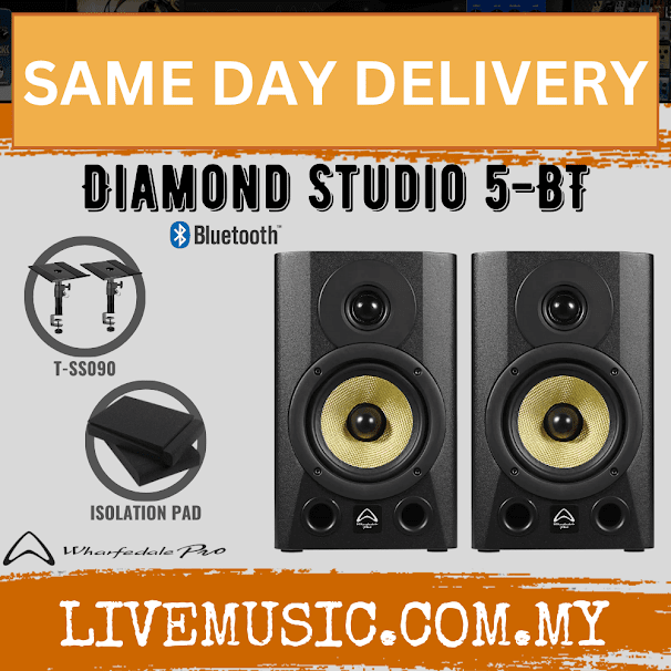 WHARFEDALE PRO Diamond Studio 5" Active Studio Monitor Bluetooth Speaker With Speaker Stand - Each / Pair (DIAMOND STUDIO-5BT)