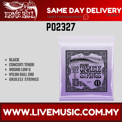 Ernie Ball P02327 Black Ball End Nylon With Wound G Ukulele Strings