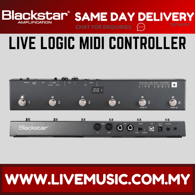 BLACKSTAR Live Logic 6-button MIDI Footcontroller (LIVELOGIC/LIVE-LOGIC)