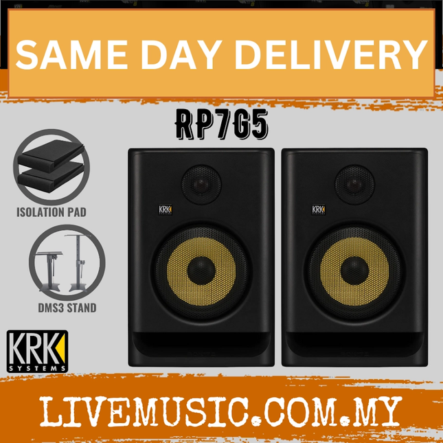 KRK ROKIT 7 G5 7" Powered Studio Monitor w/Isolation Pad - Pair ( RP7G5 ) Replace RP7G4
