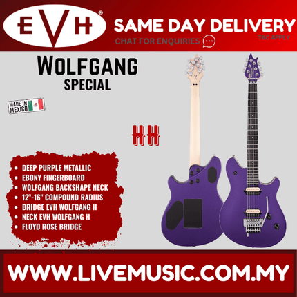 EVH Wolfgang Special Electric Guitar, Ebony FB, Deep Purple Metallic