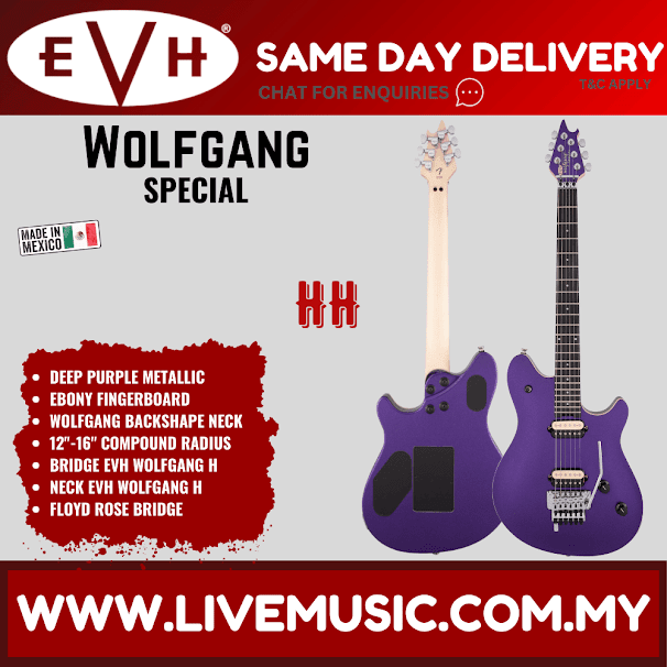 EVH Wolfgang Special Electric Guitar, Ebony FB, Deep Purple Metallic