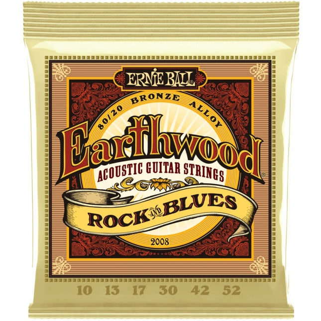 Ernie Ball 2008 Earthwood 80/20 Bronze Acoustic Strings - Rock and Blues (10-52/EB2008)