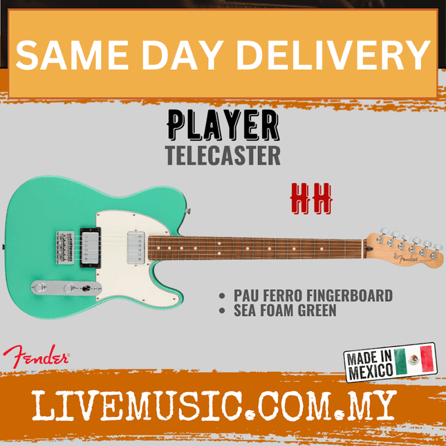 Fender Player Telecaster HH Electric Guitar, Pau Ferro FB, Sea Foam Green