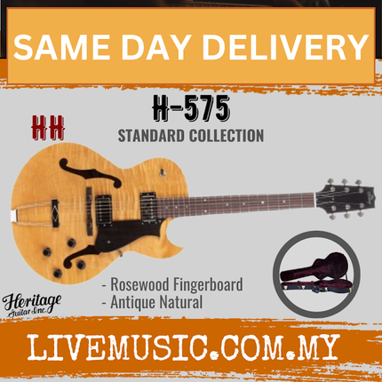 Heritage Standard H-575 Hollow Electric Guitar with Case, Antique Natural (H-575)