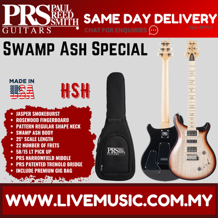 PRS Swamp Ash Special Electric Guitar, Jasper Smokeburst