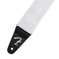 Fender Weighless Running Logo Guitar Strap, 2inch - White/White