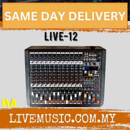 IVA LIVE-12 12 Mic 4 Aux Out, Live Mixer c/w FX, Pendrive USB Record+Playback & Bluetooth ( LIVE12 / LIVE 12 )