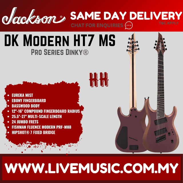 Jackson Pro Series Dinky DK Modern HT7 MS Electric Guitar, Ebony FB, Eureka Mist