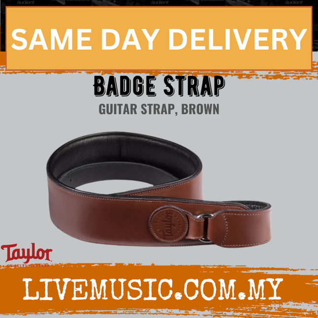 Taylor Badge Guitar Strap, Brown