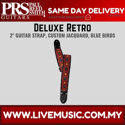 PRS 2 Inch Deluxe Retro Guitar Strap w/Custom Jacquard, Blue Birds