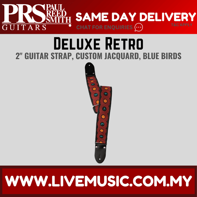 PRS 2 Inch Deluxe Retro Guitar Strap w/Custom Jacquard, Blue Birds