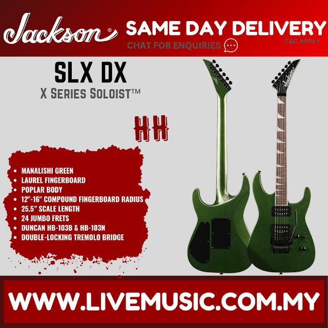 Jackson X Series Soloist SLX DX Electric Guitar, Laurel FB, Manalishi Green
