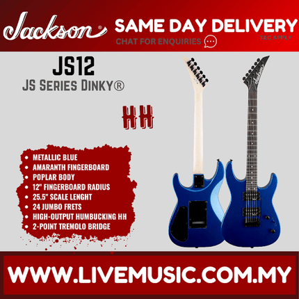 Jackson JS-12 Dinky Electric Guitar, Amaranth Fretboard - Metallic Blue (JS12/JS 12)