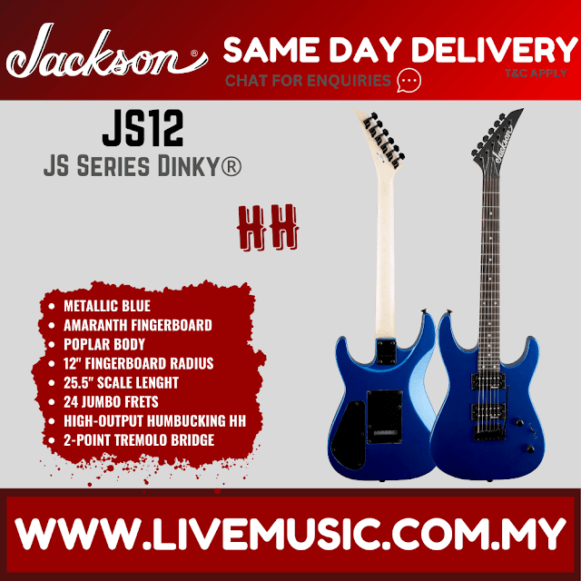 Jackson JS-12 Dinky Electric Guitar, Amaranth Fretboard - Metallic Blue (JS12/JS 12)