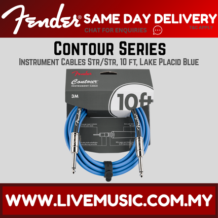 Fender 10FT Contour Series Instrument Cable, Burgundy Mist / Sherwood Green / Inca Silver / Lake Placid Blue