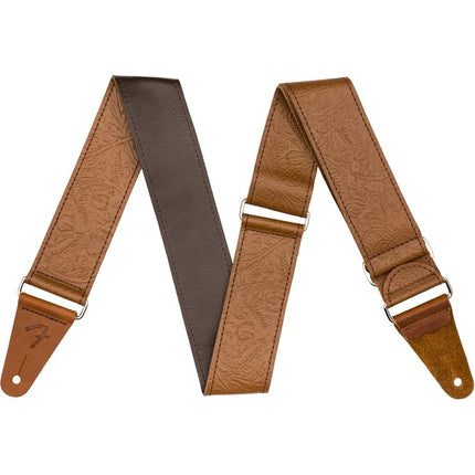 Fender 2inch Tooled Leather Guitar Strap - Brown