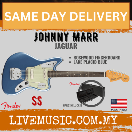 Fender Johnny Marr Signature Jaguar Electric Guitar, Pau Ferro Fretboard with Deluxe Hardshell Case - Lake Placid Blue