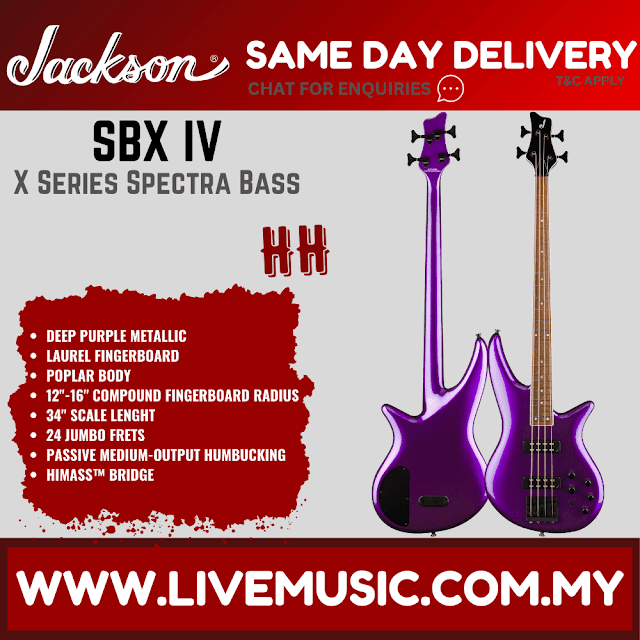Jackson X Series Spectra SBX IV 4-String Bass Guitar, Laurel Fretboard - Deep Purple Metallic