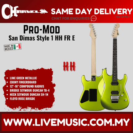 Charvel Pro-Mod San Dimas Style 1 HH FR EBY Electric Guitar, Lime Green Metallic