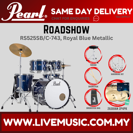Pearl Roadshow RS525SB/C Drum Set with Zildjian ZP4PK Cymbal set, Drum Throne
