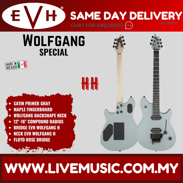 EVH Wolfgang Special Electric Guitar, Ebony FB, Satin Primer Gray