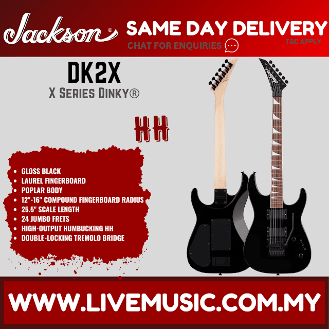 Jackson X Series Dinky DK2X Electric Guitar, Laurel FB, Gloss Black
