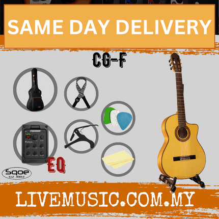 Sqoe CG-F 39-Inch Classical-Electric Guitar w/Gig Bag, Capo, Pick - ( CGF CG F )