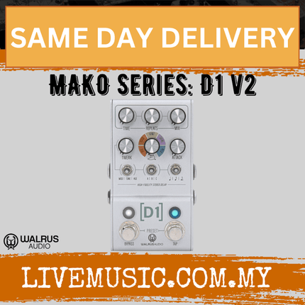 Walrus Audio MAKO Series D1 High-Fidelity Delay V2 Guitar Effects Pedal
