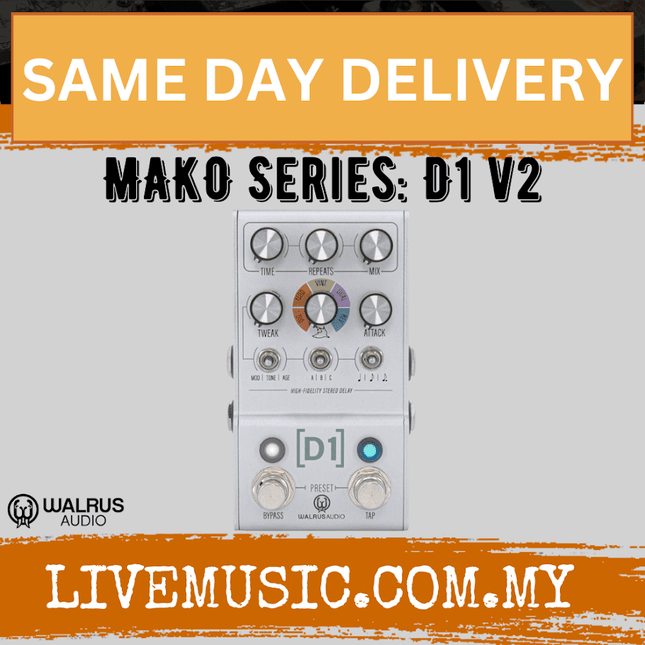 Walrus Audio MAKO Series D1 High-Fidelity Delay V2 Guitar Effects Pedal