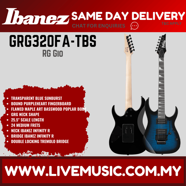Ibanez Gio GRG320FA Electric Guitar - Transparent Blue Sunburst / Transparent Black Sunburst ( GRG320FATKF GRG320FATBS )