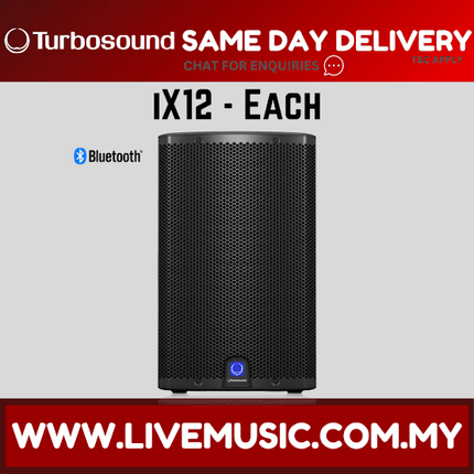 Turbosound iX12 2-Way 12" Powered Loudspeaker  w/Wireless Mic, Speaker Stand And Cable - Pair ( iX-12 / iX 12 )
