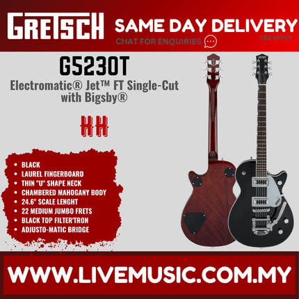 Gretsch G5230T Electromatic Jet FT Single Cut Electric Guitar w/Bigsby, Black
