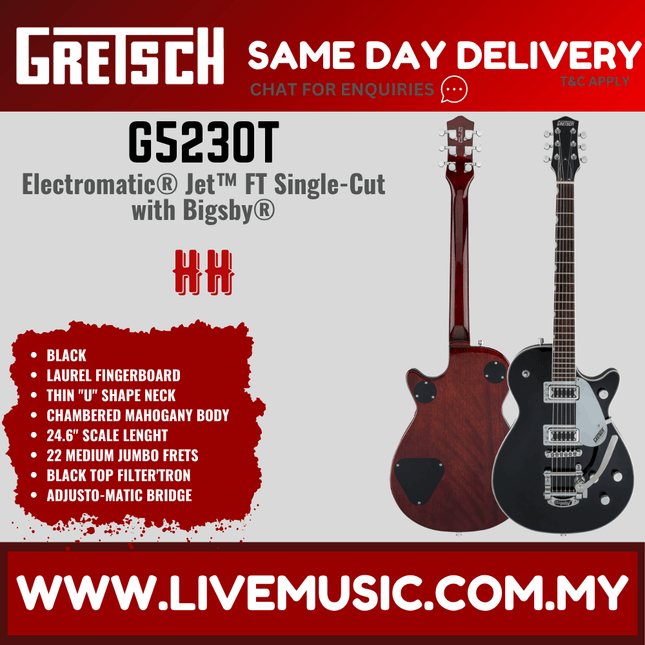 Gretsch G5230T Electromatic Jet FT Single Cut Electric Guitar w/Bigsby, Black