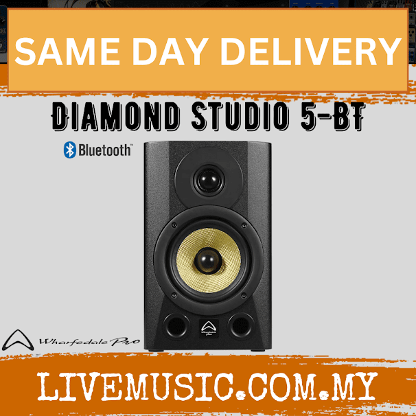 WHARFEDALE PRO Diamond Studio 5-BT active Bluetooth studio monitor speaker, single black with yellow cone