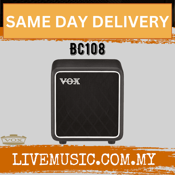 Vox BC108 1x8 guitar cabinet, black with white-trim grille
