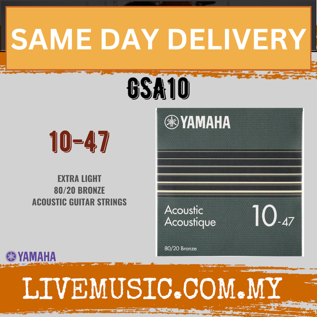 Yamaha GSA10 80/20 Bronze Acoustic Guitar Strings ( 10-47 ) ( GSA-10 GSA 10 )