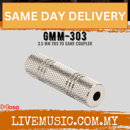 Hosa GMM-303 Coupler 3.5mm TRS to Same (GMM303/GMM 303)