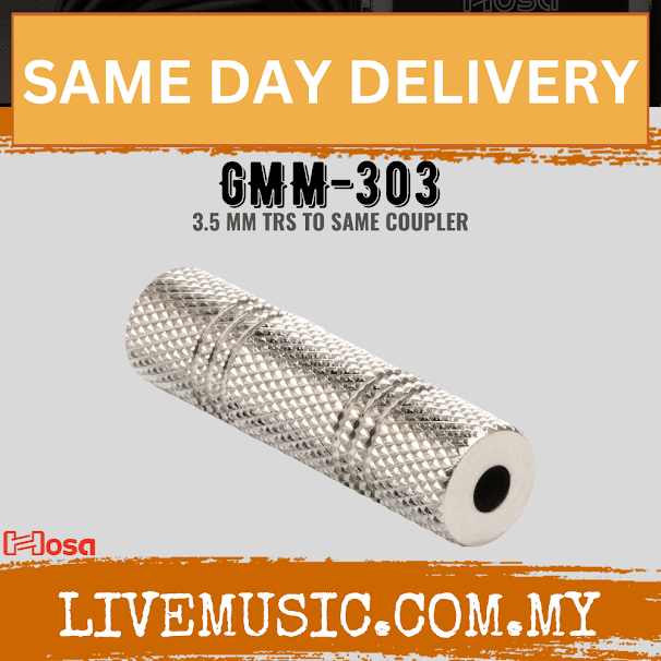 Hosa GMM-303 Coupler 3.5mm TRS to Same (GMM303/GMM 303)