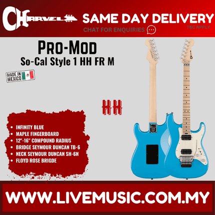 Charvel Pro-Mod So-Cal Style 1 HH FR M Electric Guitar, Maple FB, Infinity Blue