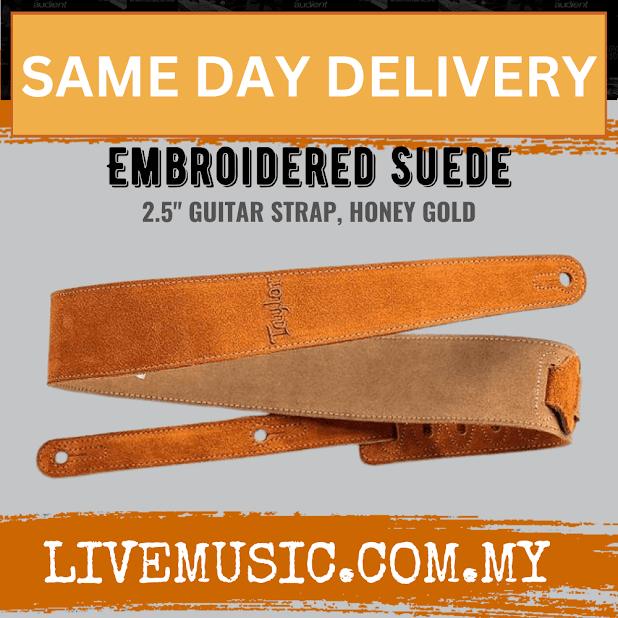 Taylor Embroidered Suede 2.5Inch Guitar Strap, Honey Gold