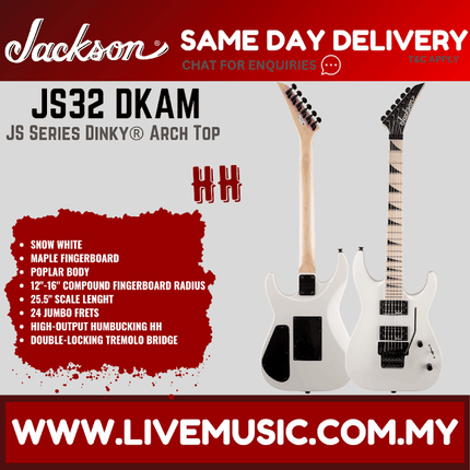 Jackson JS32 DKAM - Dinky Arch Top Electric Guitar Maple Fretboard - Snow White