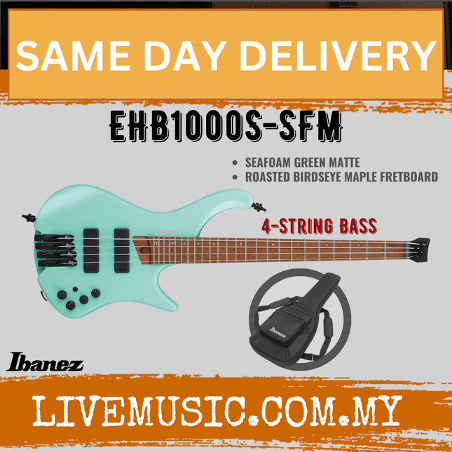 Ibanez Bass Workshop EHB1000S-SFM Electric Bass Guitar w/Gig Bag, Sea Foam Green Matte ( EHB1000S SFM / EHB1000SSFM )