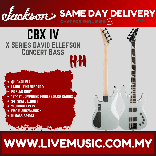 Jackson Signature David Ellefson Concert Bass CBX IV Guitar, Laurel FB, Quicksilver