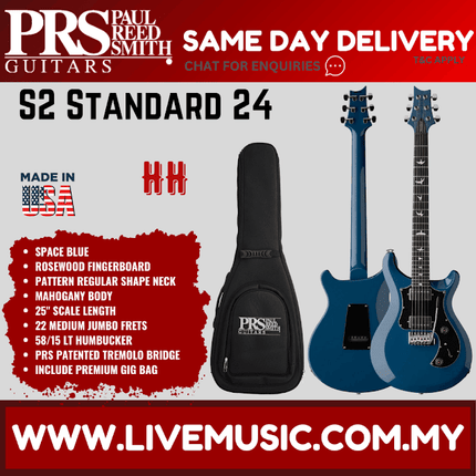 PRS S2 Standard 24 Electric Guitar, Space Blue