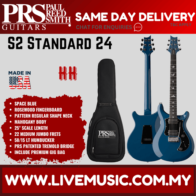 PRS S2 Standard 24 Electric Guitar, Space Blue