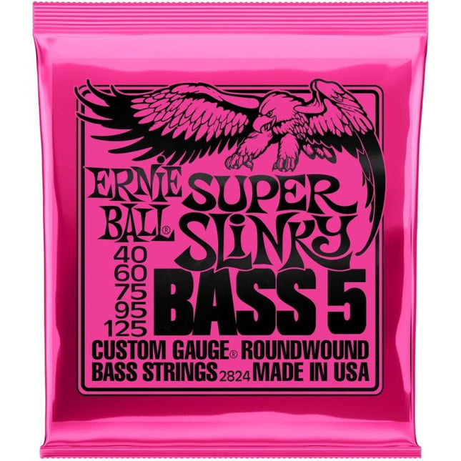 Ernie Ball 2824 Bass Guitar Strings Super Slinky 5-String Roundwound (40-125/EB2824)